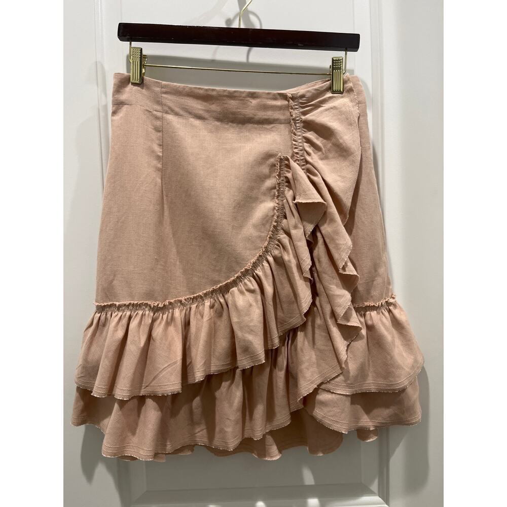 IRO Linen Cotton Blend Ruffled Side Zip Tiered Skirt Sz 42 US 10